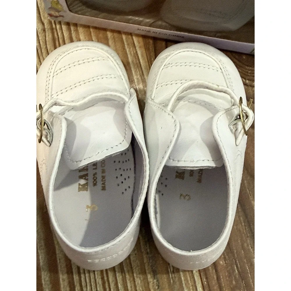 KARELA White Leather Baby Shoes Size 3
